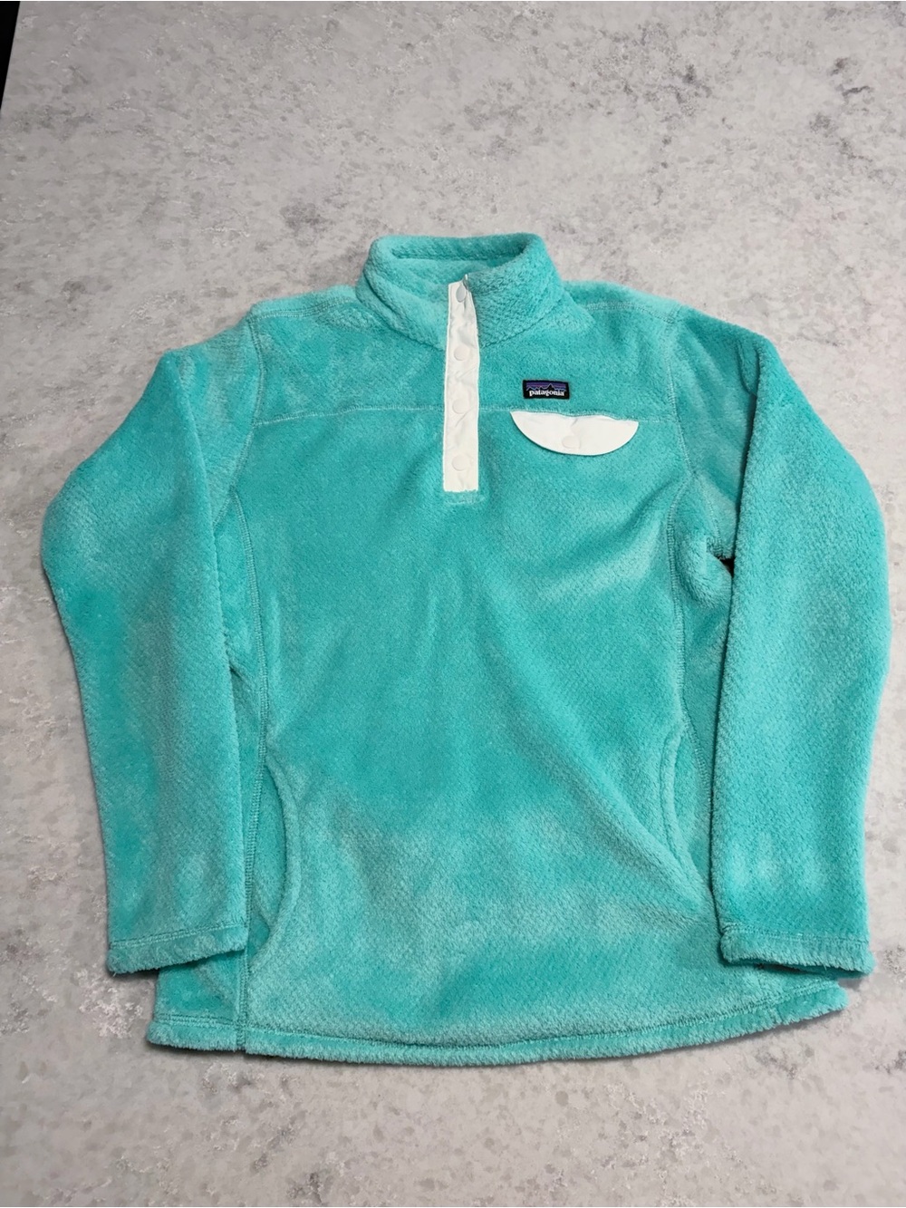 Patagonia Girls' Re-Tool Snap-T Pullover Fleece - Aqua / Size XL (14)
